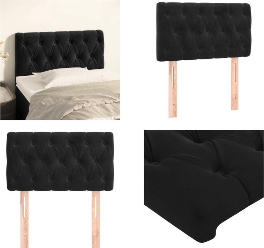 VidaXL Hoofdbord 80x7x78 88 cm fluweel zwart Hoofdbord Hoofdborden Hoofdeinde Houten Hoofdbord