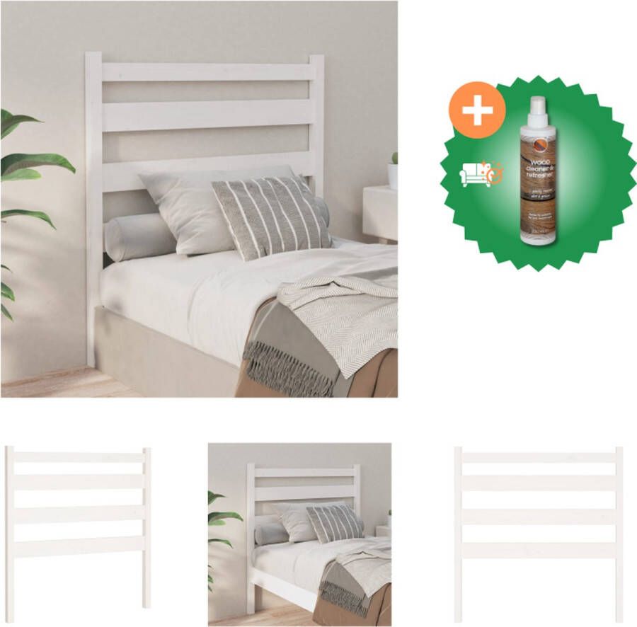 VidaXL Hoofdbord 81x4x100 cm massief grenenhout wit Bedonderdeel Inclusief Houtreiniger en verfrisser