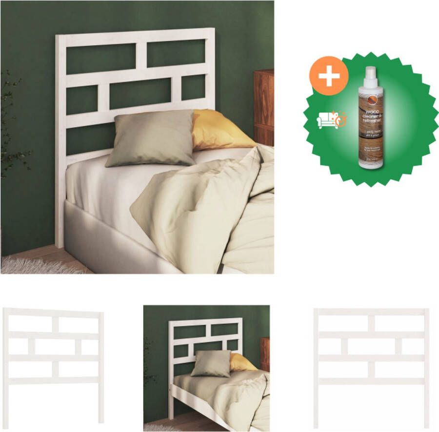 VidaXL Hoofdbord Grenenhout Wit 81 x 4 x 100 cm Klassiek design Bedonderdeel Inclusief Houtreiniger en verfrisser - Foto 3