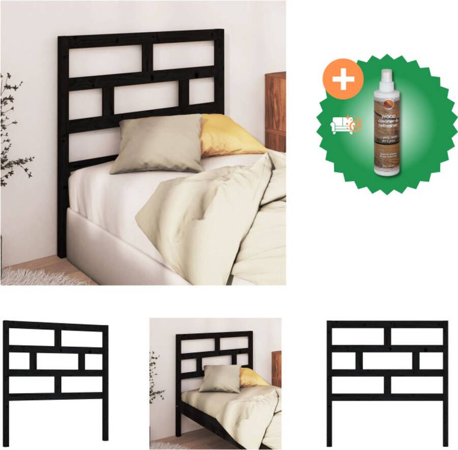 VidaXL Houten Hoofdbord Zwart 81 x 4 x 100 cm Massief Grenenhout Bedonderdeel Inclusief Houtreiniger en verfrisser - Foto 6