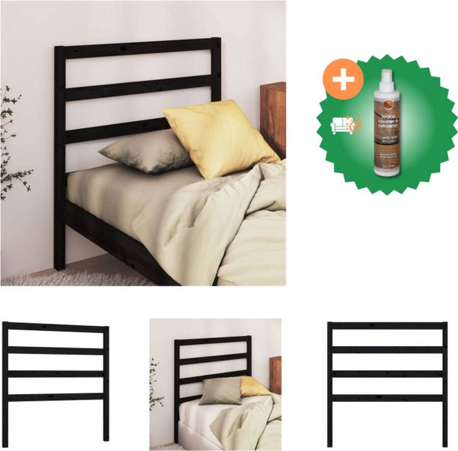 VidaXL Houten Hoofdbord Zwart 81 x 4 x 100 cm Massief Grenenhout Bedonderdeel Inclusief Houtreiniger en verfrisser - Foto 5