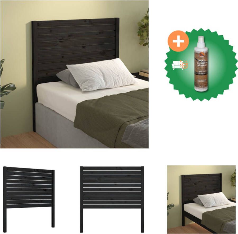 vidaXL Hoofdbord 81x4x100 cm massief grenenhout zwart Bedonderdeel Inclusief Houtreiniger en verfrisser