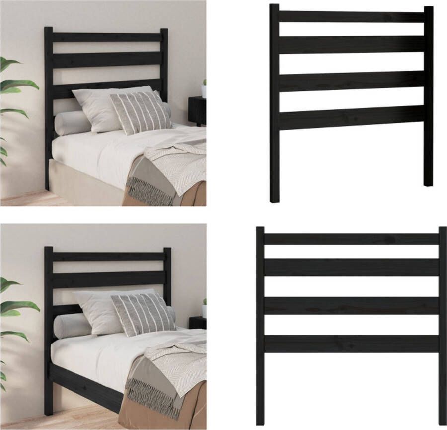 VidaXL Hoofdbord 81x4x100 cm massief grenenhout zwart Hoofdbord Hoofdborden Hoofdeinde Houten Hoofdbord - Foto 5