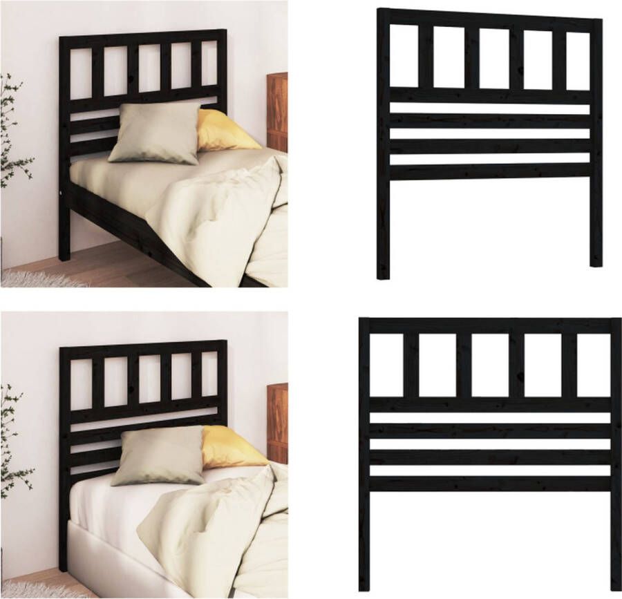 VidaXL Hoofdbord 81x4x100 cm massief grenenhout zwart Hoofdbord Hoofdborden Hoofdeinde Houten Hoofdbord - Foto 4