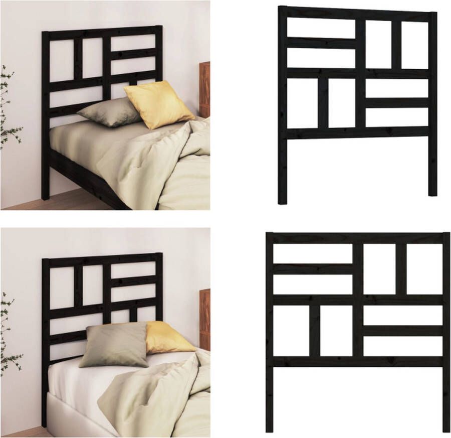 VidaXL Hoofdbord 81x4x104 cm massief grenenhout zwart Hoofdbord Hoofdborden Hoofdeinde Houten Hoofdbord