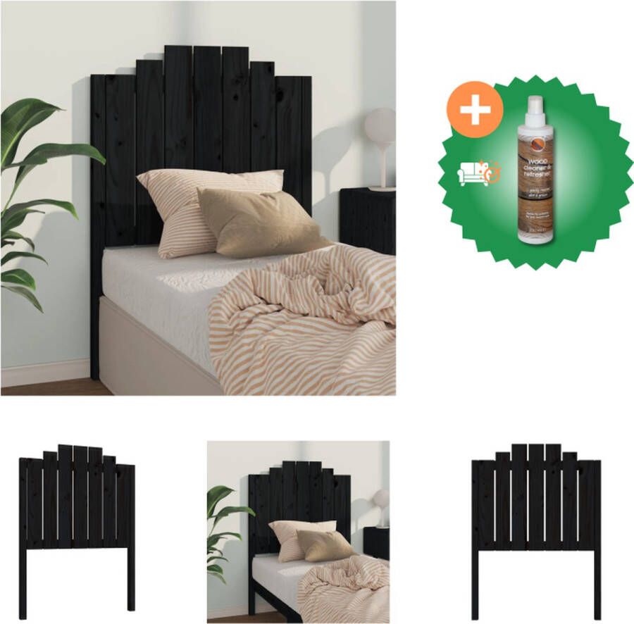 VidaXL Hoofdbord 81x4x110 cm massief grenenhout zwart Bedonderdeel Inclusief Houtreiniger en verfrisser