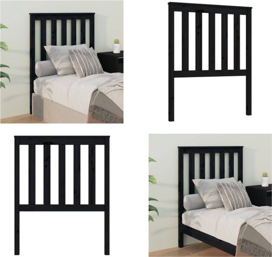 VidaXL Hoofdbord 81x6x101 cm massief grenenhout zwart Hoofdbord Hoofdborden Hoofdeinde Houten Hoofdbord
