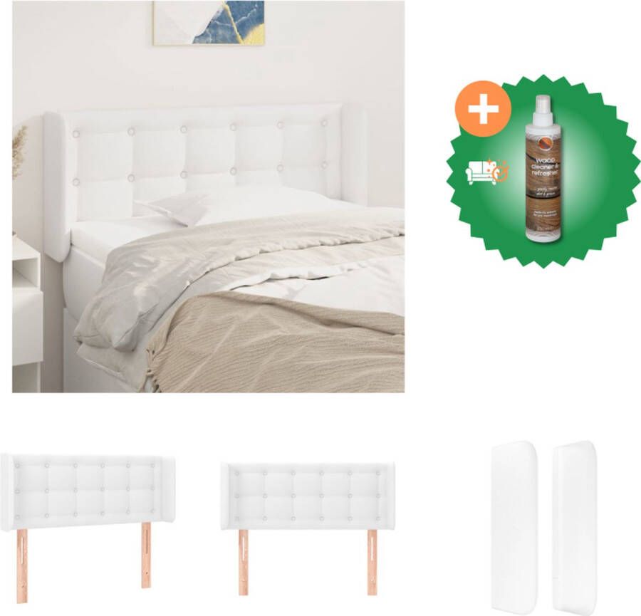 VidaXL Hoofdbord 83 x 16 x 78 88 cm Duurzaam kunstleer en stevige poten Wit kleurig Bedonderdeel Inclusief Houtreiniger en verfrisser