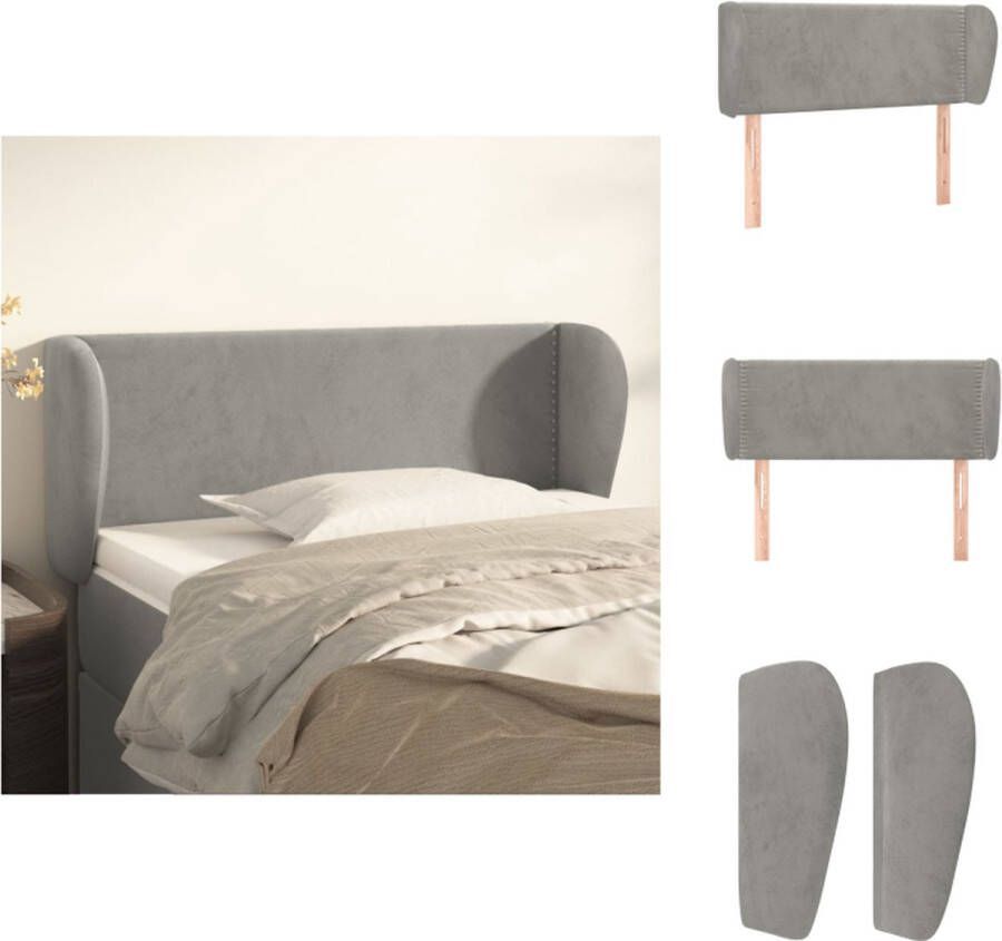 VidaXL Hoofdbord Hoofdborden Hoofdeinde Houten Hoofdbord met randen 83x23x78 88 cm fluweel lichtgrijs - Foto 2