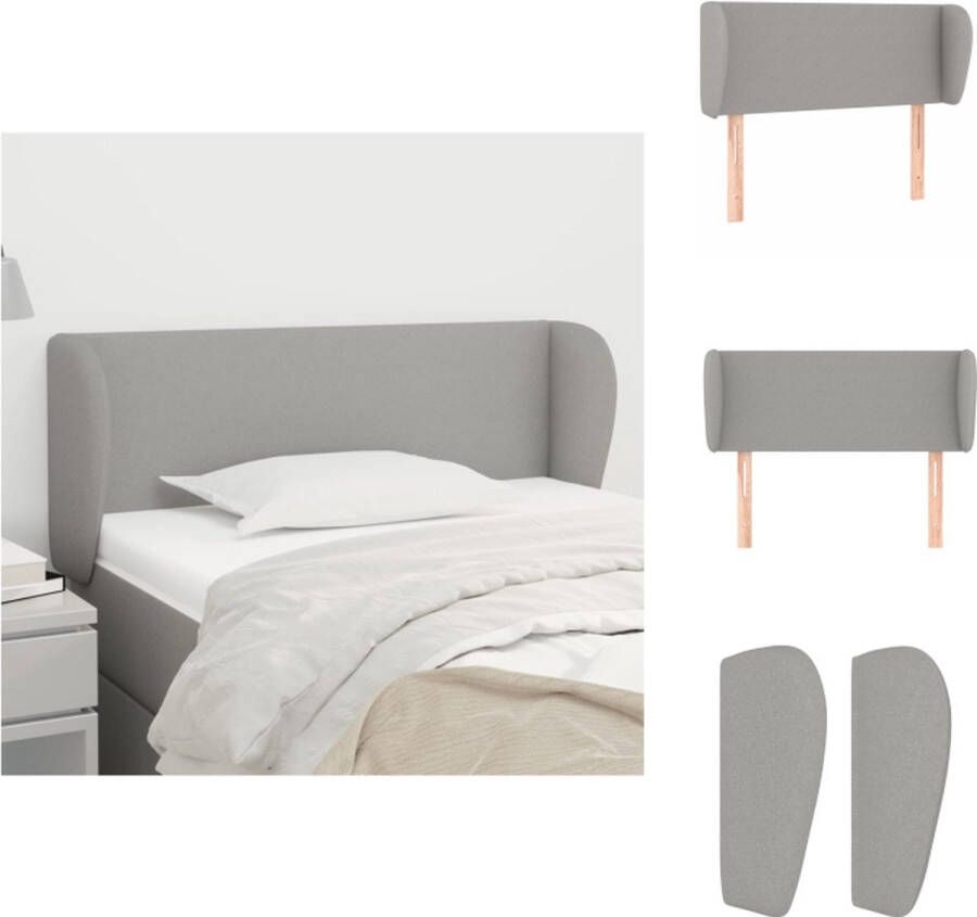 VidaXL Hoofdbord Hoofdborden Hoofdeinde Houten Hoofdbord met randen 83x23x78 88 cm stof lichtgrijs - Foto 2