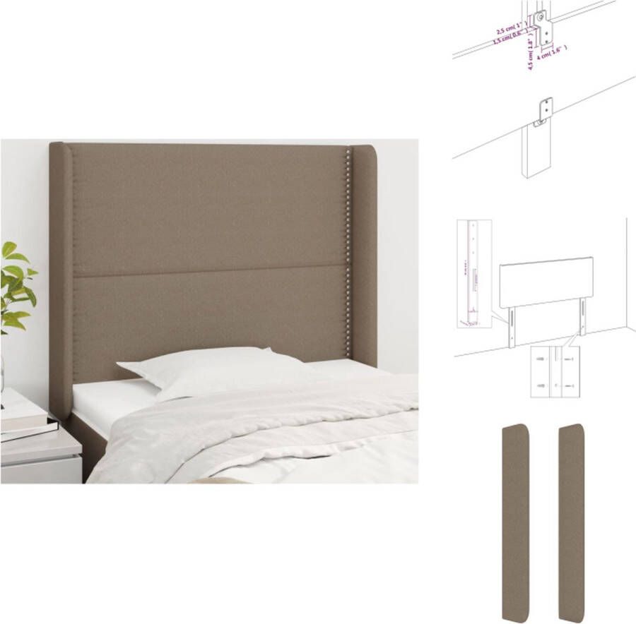 VidaXL Hoofdbord 83x16x118 128 cm Taupe Stof hout Comfortabel en verstelbaar Bedonderdeel