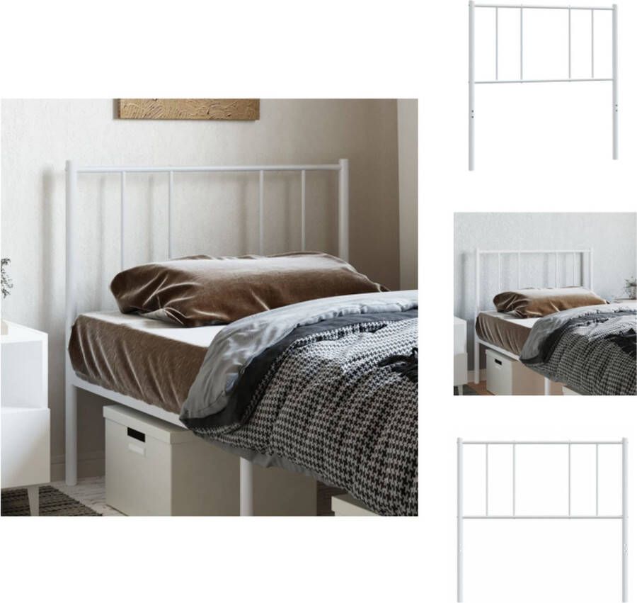 VidaXL Hoofdbord Hoofdborden Hoofdeinde Metalen Hoofdbord metaal wit 80 cm - Foto 4