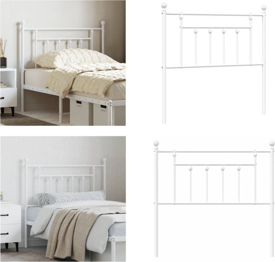 VidaXL Hoofdbord 90 cm metaal wit Hoofdbord Hoofdborden Hoofdeinde Metalen Hoofdbord - Foto 2