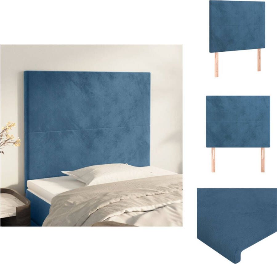 vidaXL Hoofdbord 90 x 5 cm Donkerblauw Fluweel Hoofdeind 2x Bedonderdeel