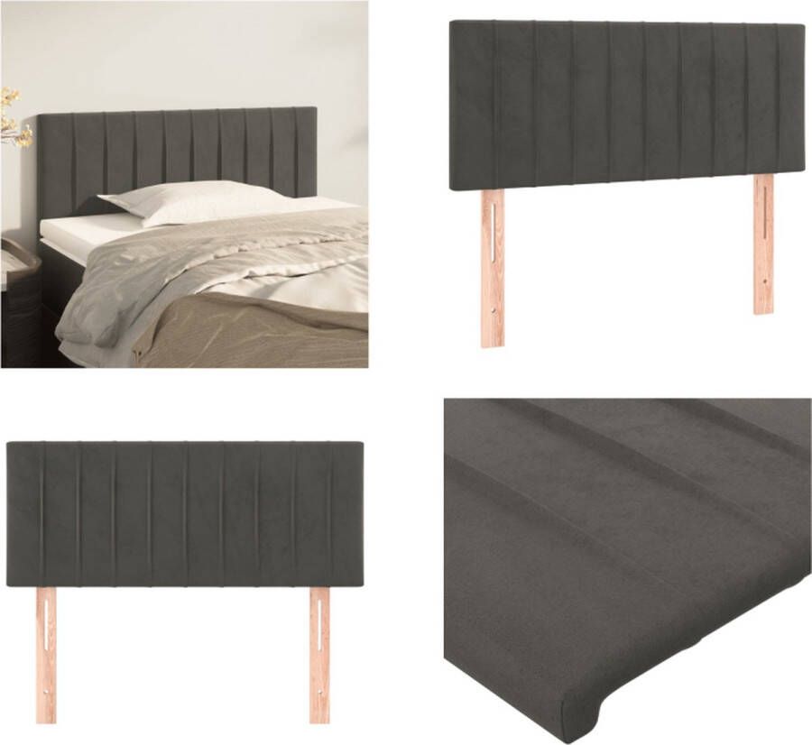 VidaXL Hoofdbord 90x5x78 88 cm fluweel donkergrijs Hoofdbord Hoofdborden Hoofdeinde Houten Hoofdbord - Foto 2