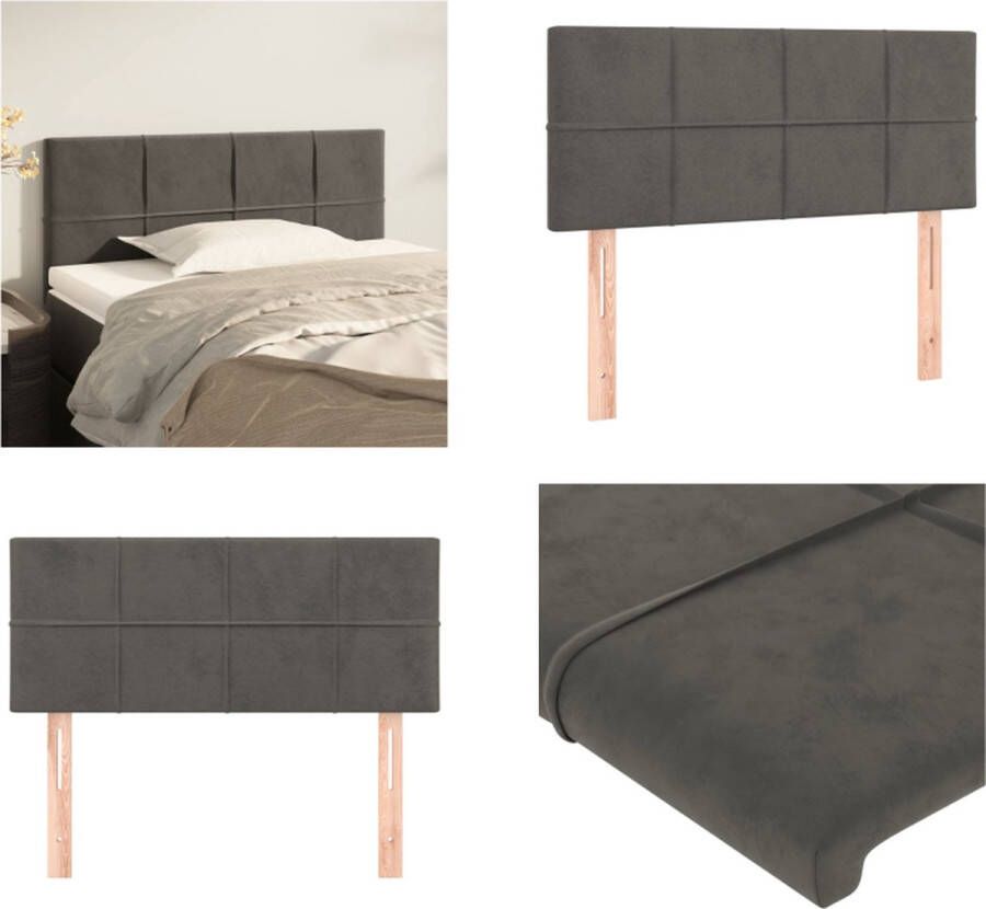 VidaXL Hoofdbord 90x5x78 88 cm fluweel donkergrijs Hoofdbord Hoofdborden Hoofdeinde Houten Hoofdbord