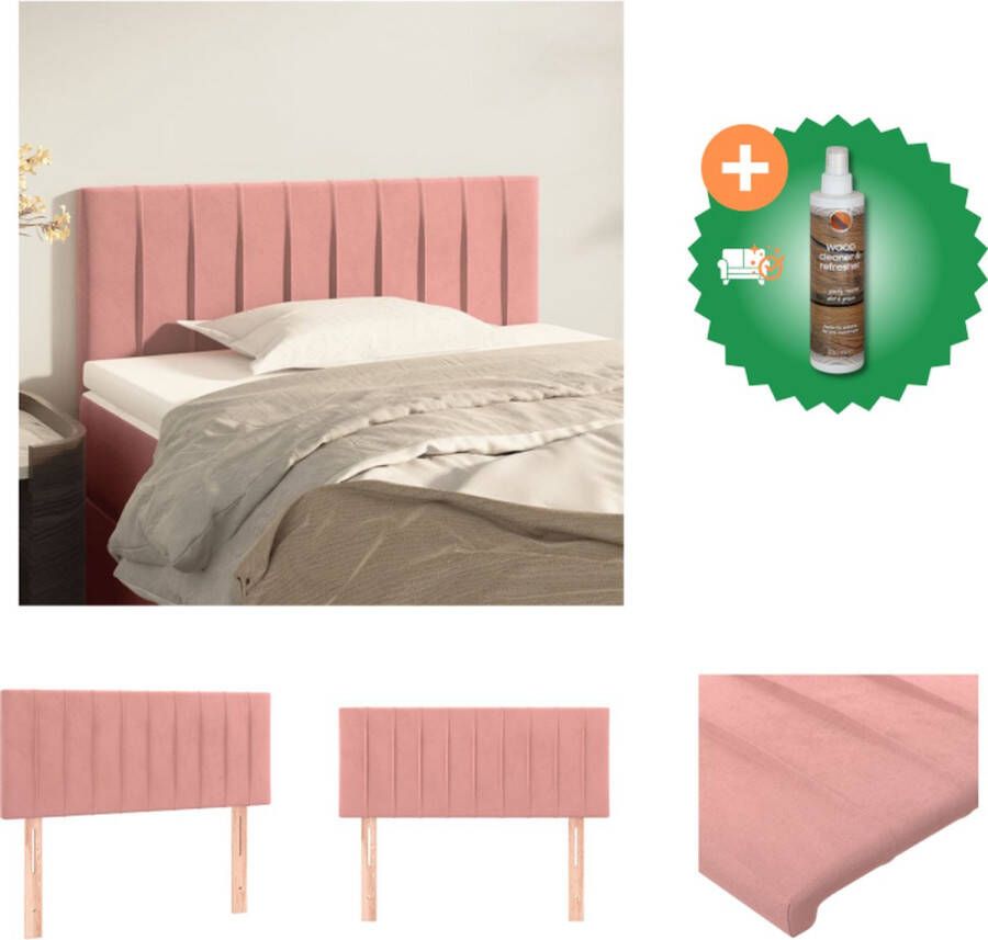 VidaXL Hoofdbord 90x5x78 88 cm fluweel hout roze Bedonderdeel Inclusief Houtreiniger en verfrisser