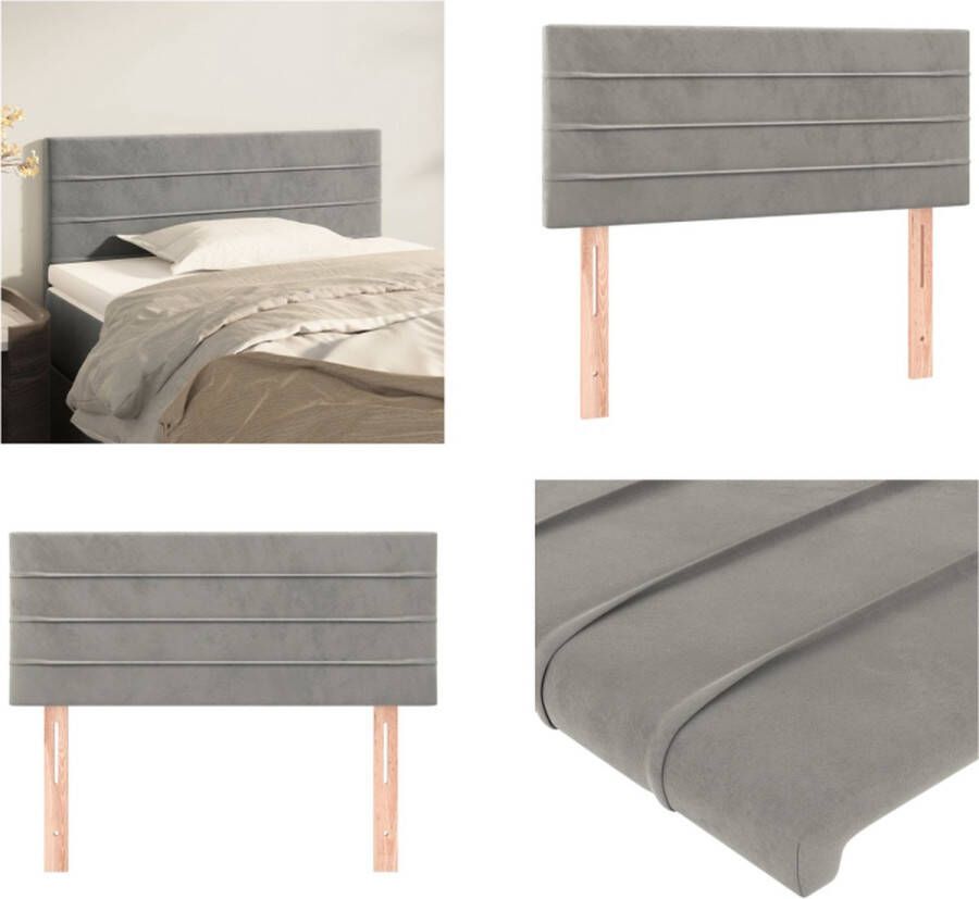 VidaXL Hoofdbord 90x5x78 88 cm fluweel lichtgrijs Hoofdbord Hoofdborden Hoofdeinde Houten Hoofdbord - Foto 3