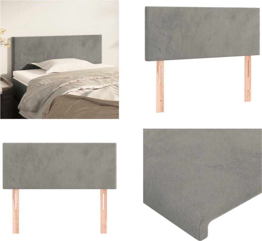 VidaXL Hoofdbord 90x5x78 88 cm fluweel lichtgrijs Hoofdbord Hoofdborden Hoofdeinde Houten Hoofdbord