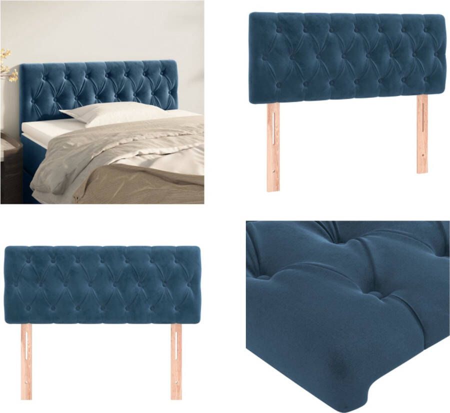 VidaXL Hoofdbord 90x7x78 88 cm fluweel donkerblauw Hoofdbord Hoofdborden Hoofdeinde Houten Hoofdbord - Foto 2