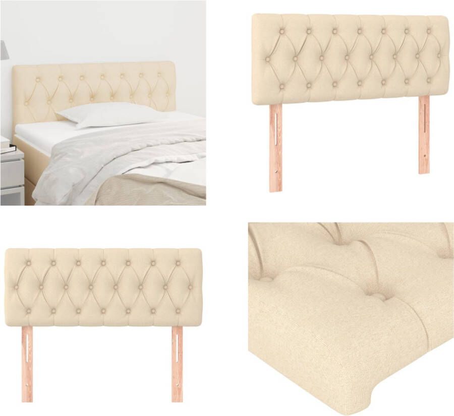 VidaXL Hoofdbord 90x7x78 88 cm stof crèmekleurig Hoofdbord Hoofdborden Hoofdeinde Houten Hoofdbord - Foto 1