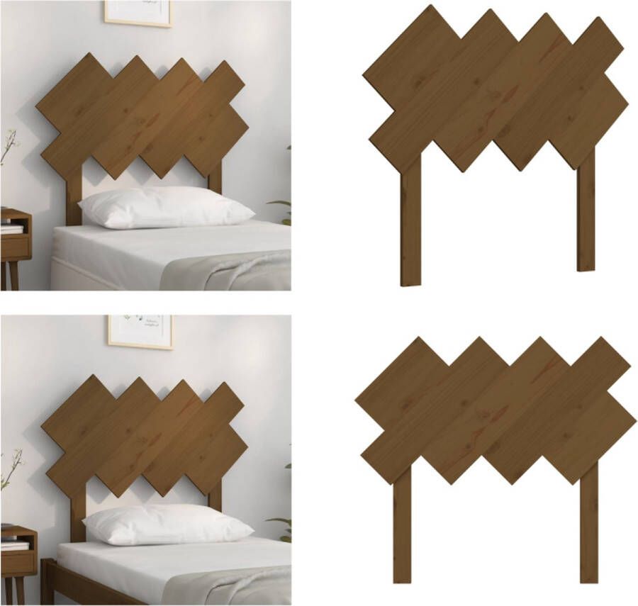 VidaXL Hoofdbord 92x3x81 cm massief grenenhout honingbruin Hoofdbord Hoofdborden Hoofdeinde Houten Hoofdbord