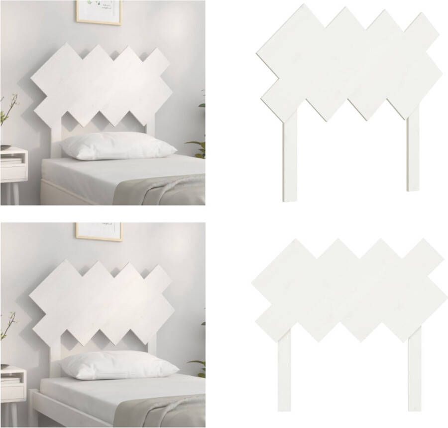 VidaXL Hoofdbord 92x3x81 cm massief grenenhout wit Hoofdbord Hoofdborden Hoofdeinde Houten Hoofdbord