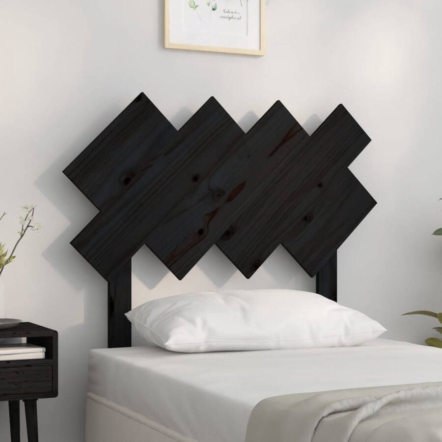 VIDAXL Hoofdbord 92x3x81 cm massief grenenhout zwart - Foto 1