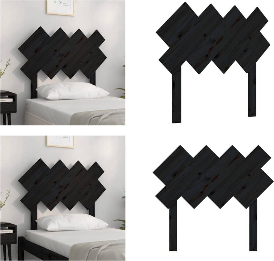 VidaXL Hoofdbord 92x3x81 cm massief grenenhout zwart Hoofdbord Hoofdborden Hoofdeinde Houten Hoofdbord
