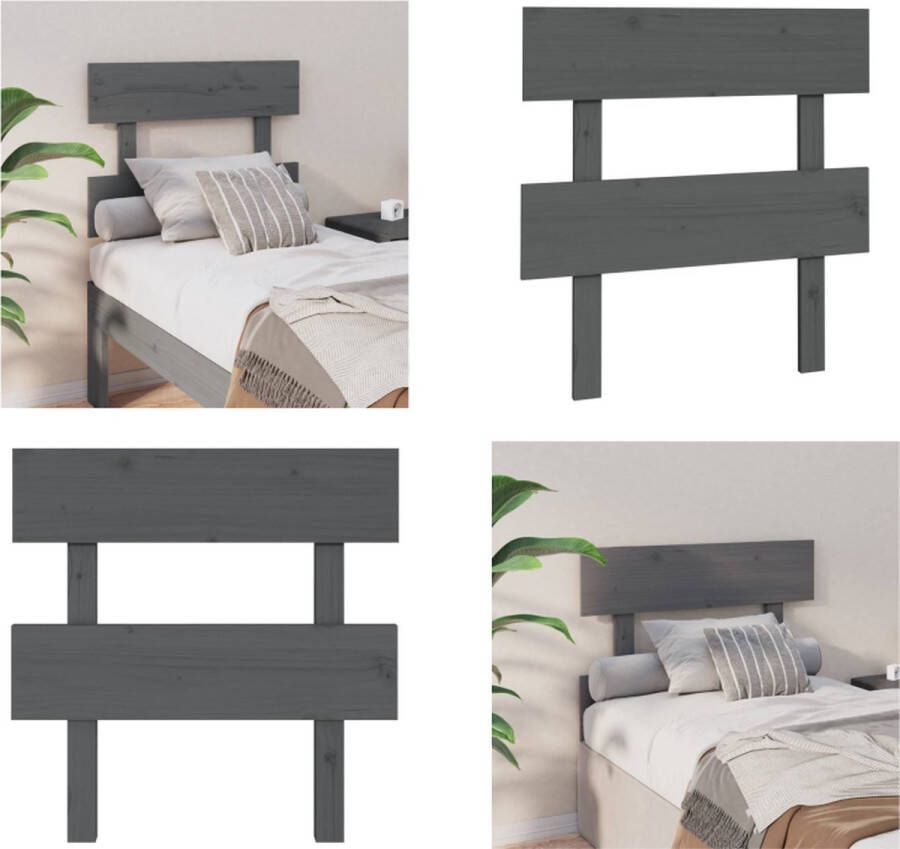 VidaXL Hoofdbord 93-5x3x81 cm massief grenenhout grijs Hoofdbord Hoofdborden Hoofdeinde Houten Hoofdbord - Foto 3