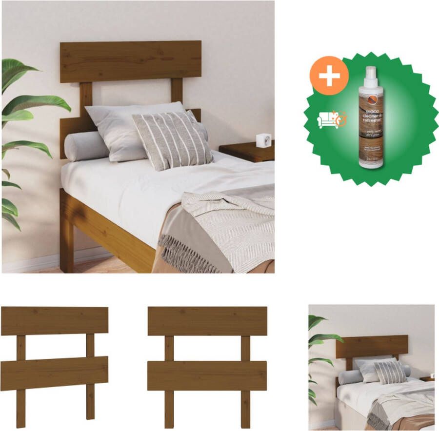 VidaXL Hoofdbord 93-5x3x81 cm massief grenenhout honingbruin Bedonderdeel Inclusief Houtreiniger en verfrisser