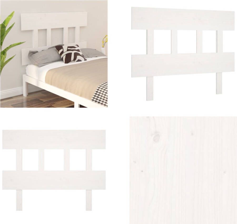 VidaXL Hoofdbord 93-5x3x81 cm massief grenenhout wit Hoofdbord Hoofdborden Hoofdeinde Houten Hoofdbord - Foto 2
