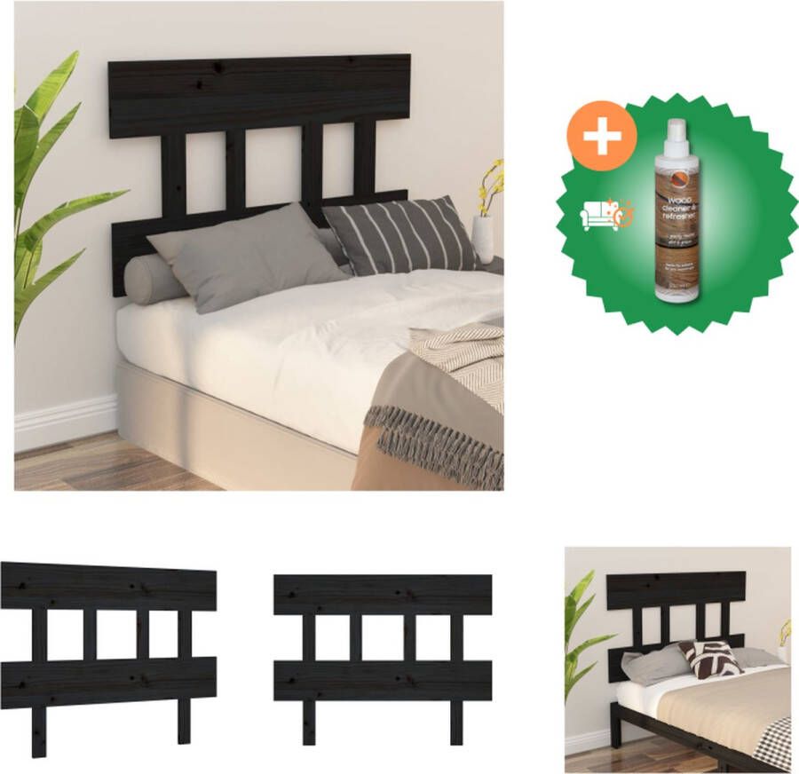 VidaXL Hoofdbord 93-5x3x81 cm massief grenenhout zwart Bedonderdeel Inclusief Houtreiniger en verfrisser