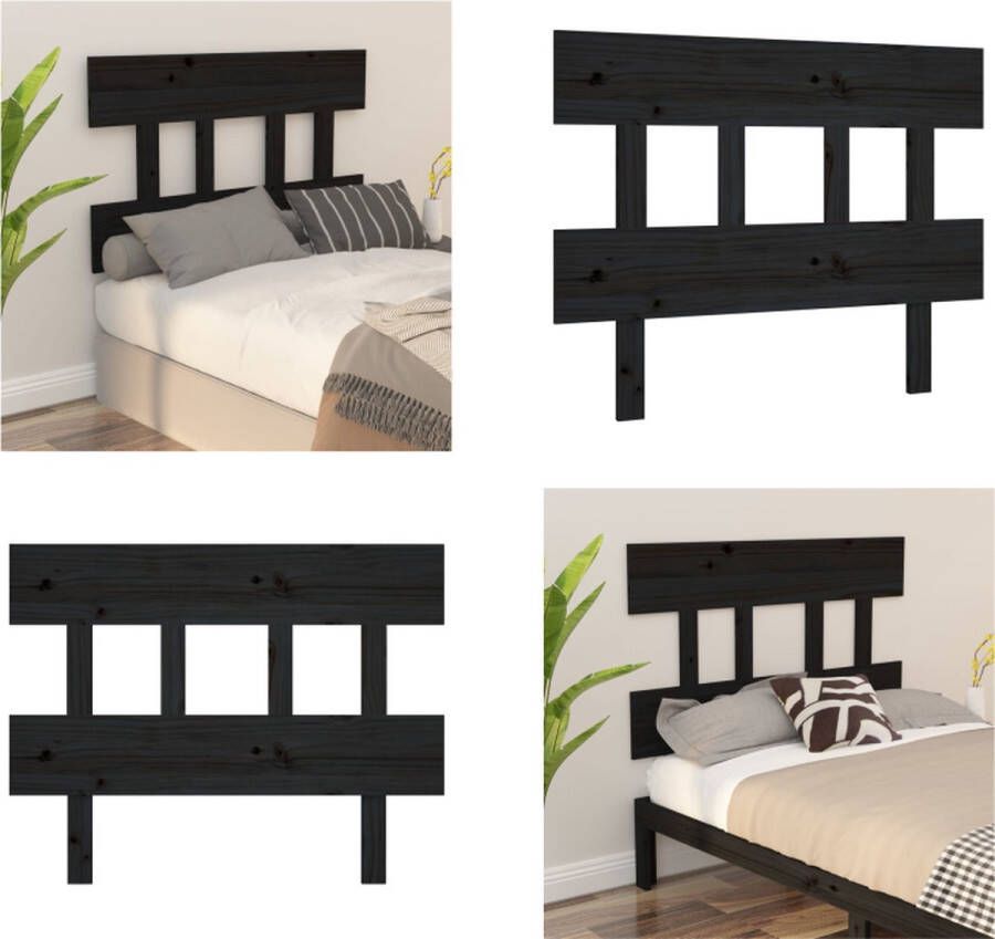 VidaXL Hoofdbord 93 5x3x81 cm massief grenenhout zwart Hoofdbord Hoofdborden Hoofdeinde Houten Hoofdbord - Foto 2