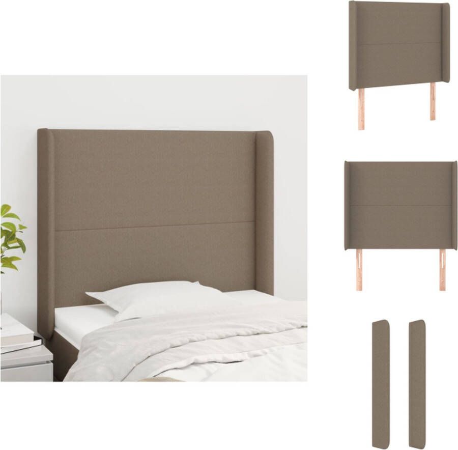 VidaXL Hoofdbord Hoofdborden Hoofdeinde Houten Hoofdbord met randen 93x16x118 128 cm stof taupe - Foto 2