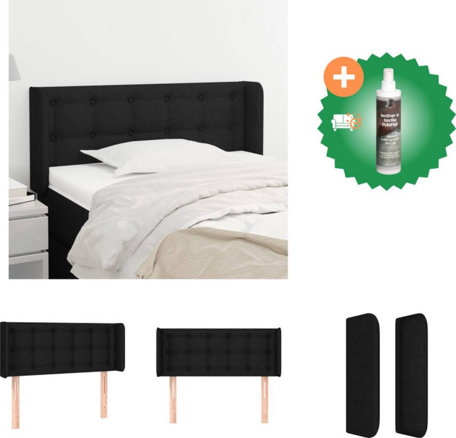 VidaXL Hoofdeind Bed Zwarte Stoffen Hoofdbord Verstelbare Hoogte Stevige Houten Poten Bedonderdeel Inclusief Reiniger