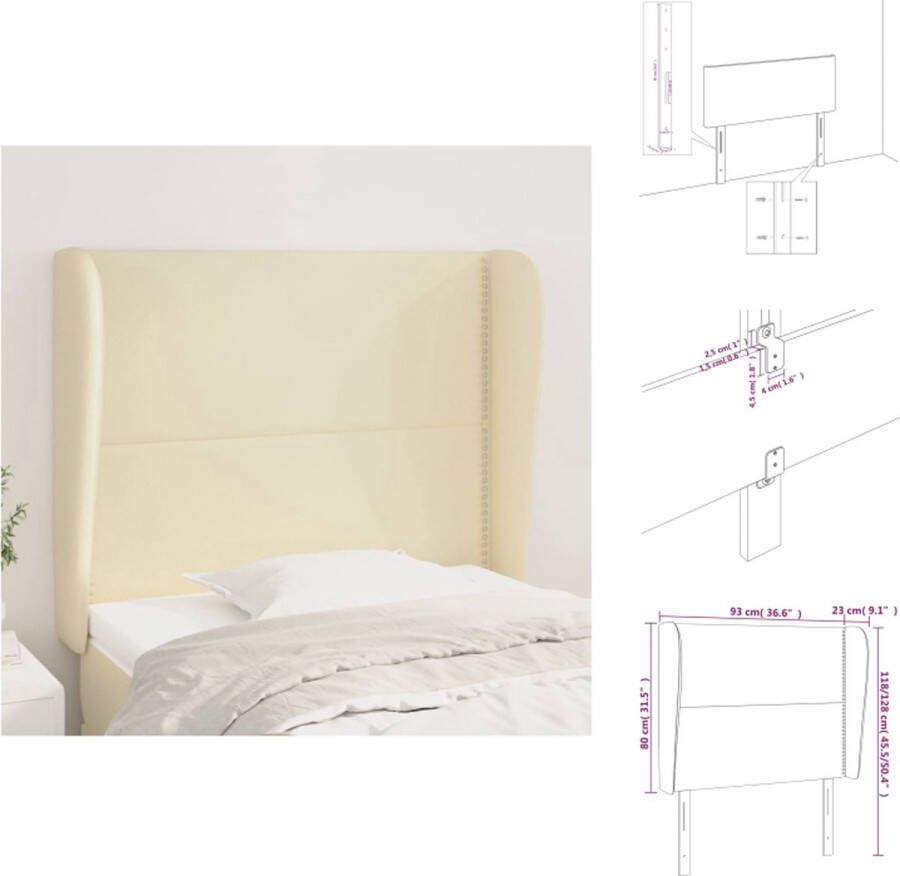 VidaXL Hoofdbord 93x23x118 128 cm Crème Duurzaam kunstleer Bedonderdeel