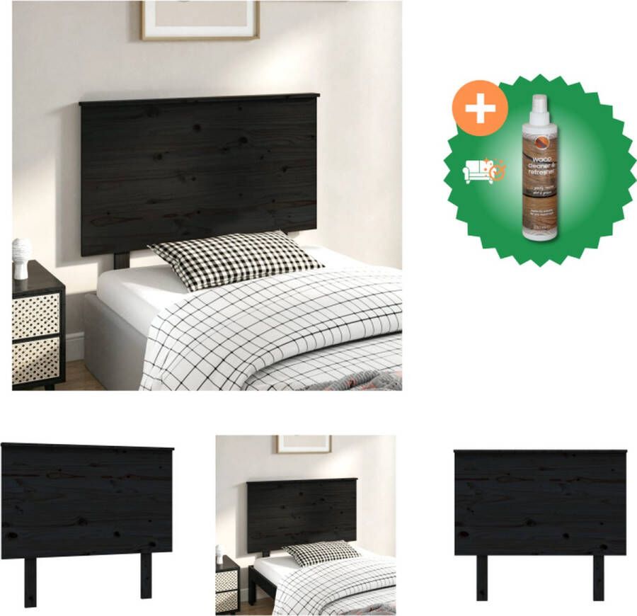 VidaXL Hoofdbord 94x6x82-5 cm massief grenenhout zwart Bedonderdeel Inclusief Houtreiniger en verfrisser