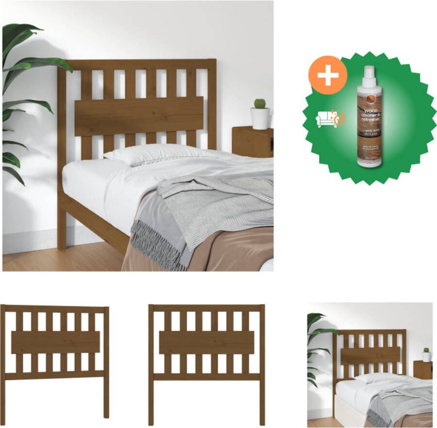 VidaXL Houten Hoofdeinde Trendy Design Hoofdbord Afmetingen- 95.5 x 4 x 100 cm Kleur- Honingbruin Bedonderdeel Inclusief Houtreiniger en verfrisser - Foto 5