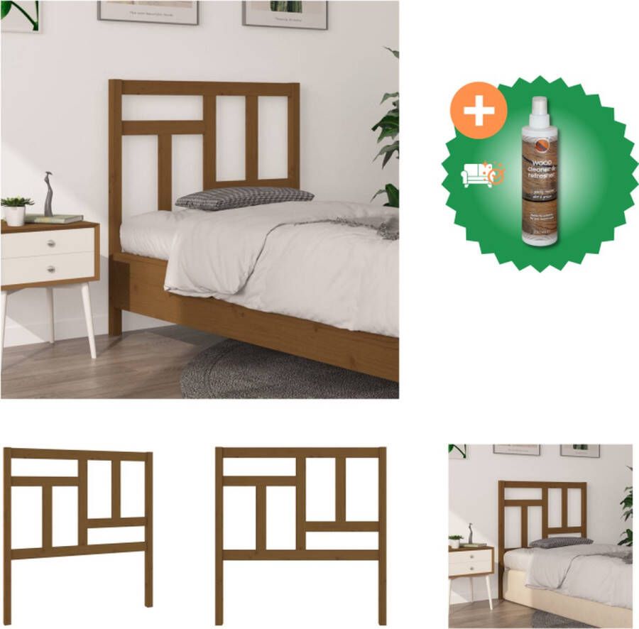 VidaXL Houten Hoofdeinde Trendy Design Hoofdbord Afmetingen- 95.5 x 4 x 100 cm Kleur- Honingbruin Bedonderdeel Inclusief Houtreiniger en verfrisser - Foto 3