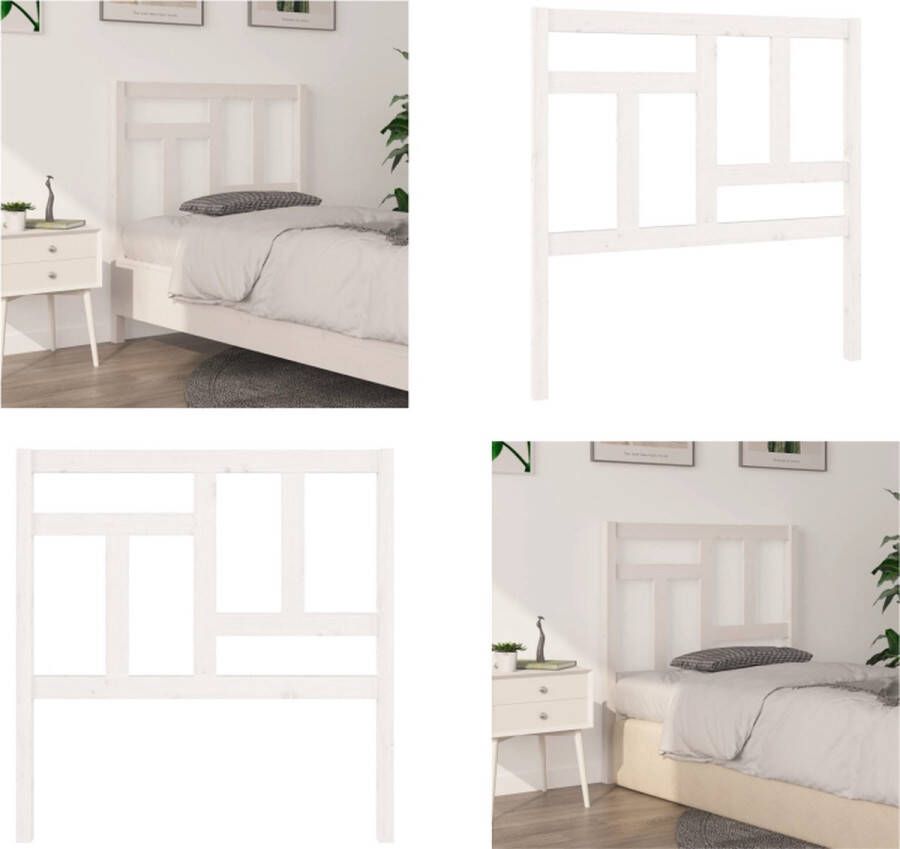 vidaXL Hoofdbord 95-5x4x100 cm massief grenenhout wit Hoofdbord Hoofdborden Hoofdeinde Houten Hoofdbord
