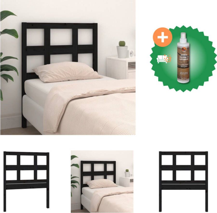 VidaXL Hoofdbord 95-5x4x100 cm massief grenenhout zwart Bedonderdeel Inclusief Houtreiniger en verfrisser - Foto 4