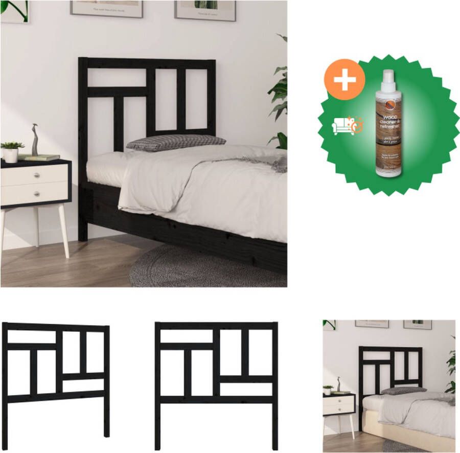 VidaXL Hoofdbord 95-5x4x100 cm massief grenenhout zwart Bedonderdeel Inclusief Houtreiniger en verfrisser