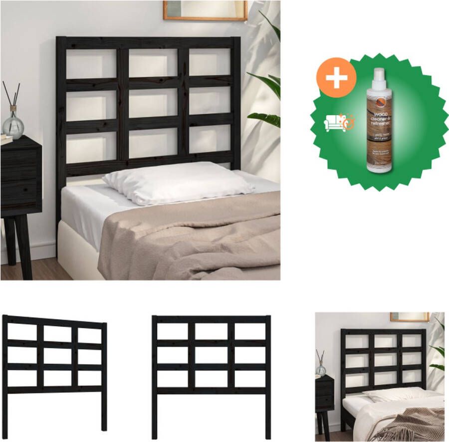 VidaXL Hoofdbord 95-5x4x100 cm massief grenenhout zwart Bedonderdeel Inclusief Houtreiniger en verfrisser - Foto 2