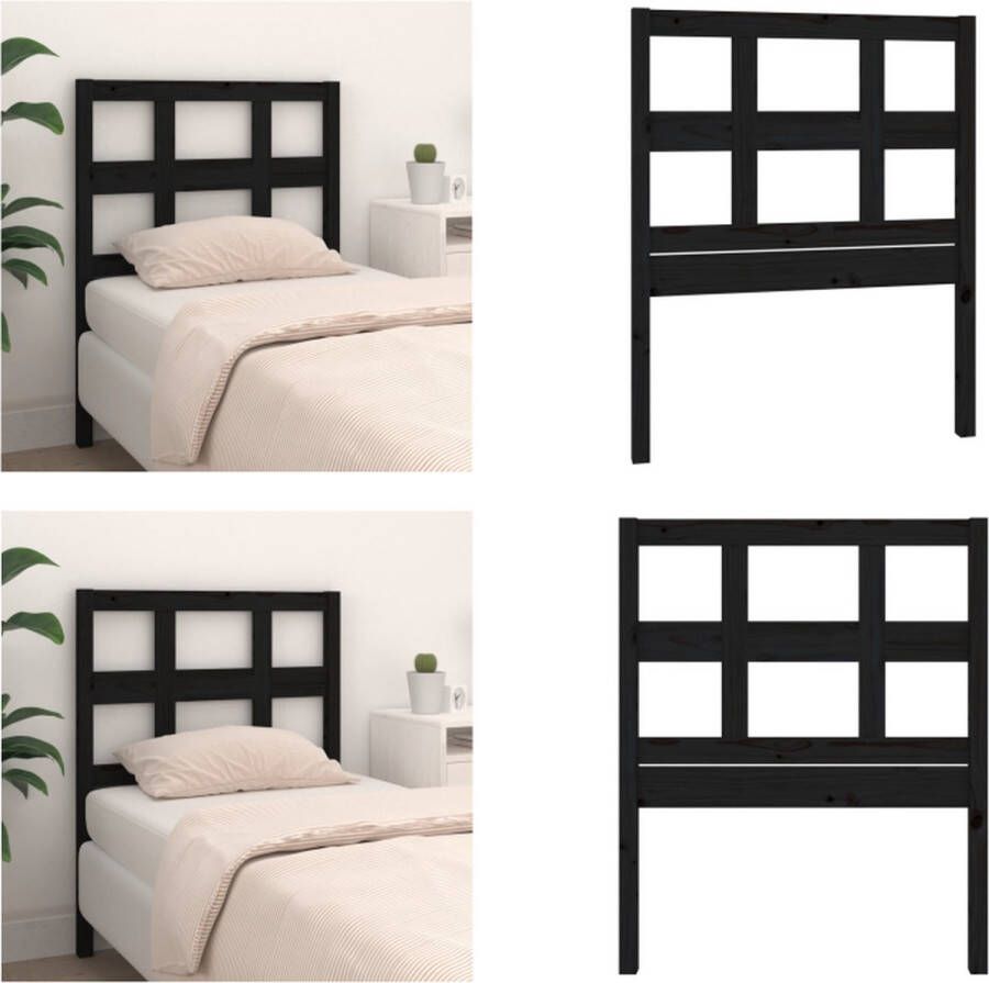 VidaXL Hoofdbord 95 5x4x100 cm massief grenenhout zwart Hoofdbord Hoofdborden Hoofdeinde Houten Hoofdbord - Foto 3