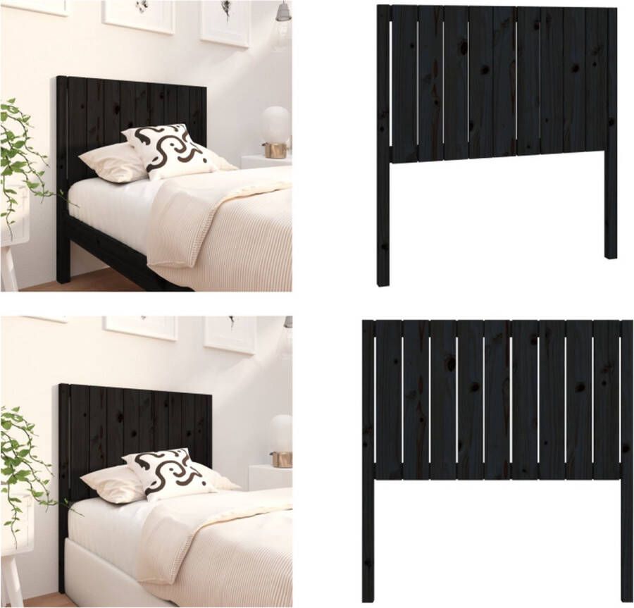 VidaXL Hoofdbord 95 5x4x100 cm massief grenenhout zwart Hoofdbord Hoofdborden Hoofdeinde Houten Hoofdbord - Foto 5