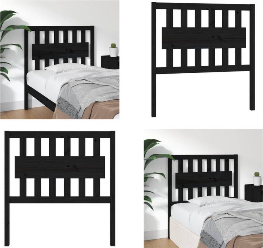 VidaXL Hoofdbord 95 5x4x100 cm massief grenenhout zwart Hoofdbord Hoofdborden Hoofdeinde Houten Hoofdbord - Foto 7