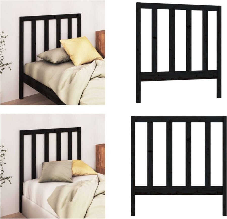 VidaXL Hoofdbord 95x4x100 cm massief grenenhout zwart Hoofdbord Hoofdborden Hoofdeinde Houten Hoofdbord - Foto 2