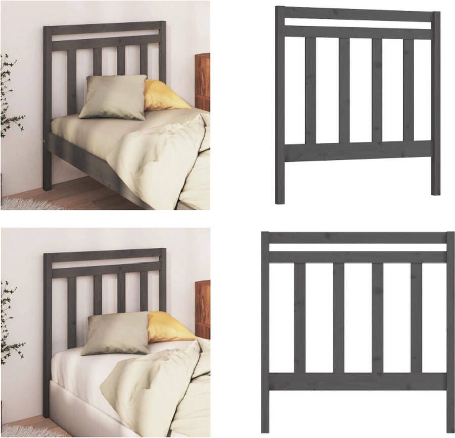 VidaXL Hoofdbord 96x4x100 cm massief grenenhout grijs Hoofdbord Hoofdborden Hoofdeinde Houten Hoofdbord - Foto 2