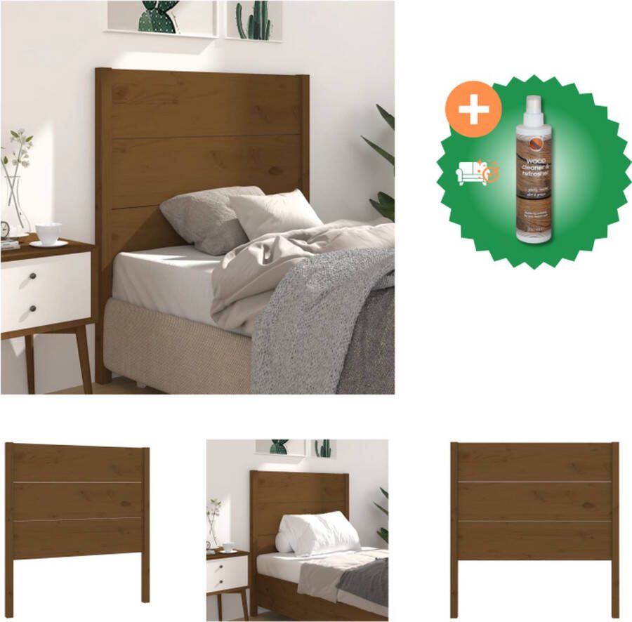 VidaXL Houten Hoofdeinde Klassiek Hoofdborden Afmeting- 96 x 4 x 100 cm Kleur- Honingbruin Bedonderdeel Inclusief Houtreiniger en verfrisser - Foto 2